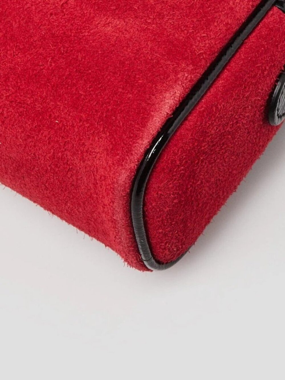 Gucci Red/Black Suede/Patent Leather Vintage Web Ophidia Small Belt Bag - Picture 12 of 12